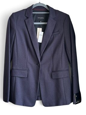 Banana Republic Factory Women's Navy Blue Polka Dot One-Button Blazer, Size 4